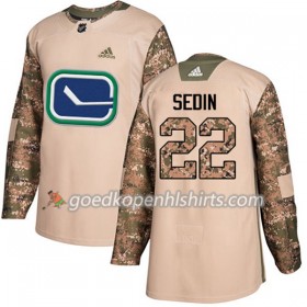 Vancouver Canucks Daniel Sedin 22 Adidas 2017-2018 Camo Veterans Day Practice Authentic Shirt - Mannen